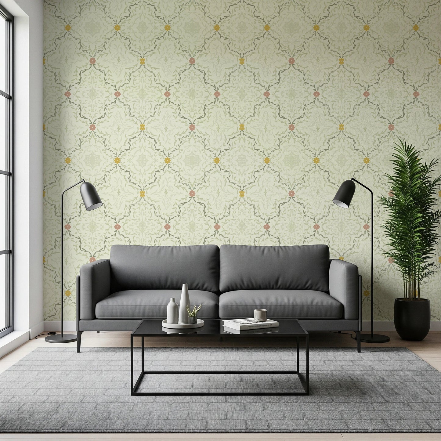 Muted tones botanical wallpaper for a sophisticated wall mural.