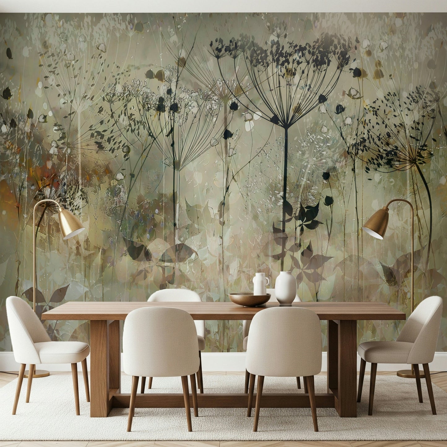An artistic nature inspired mural for home decor.