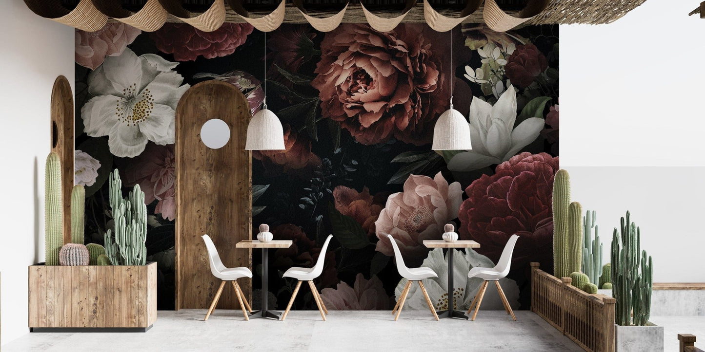 Romantic floral wallpaper for a dramatic statement