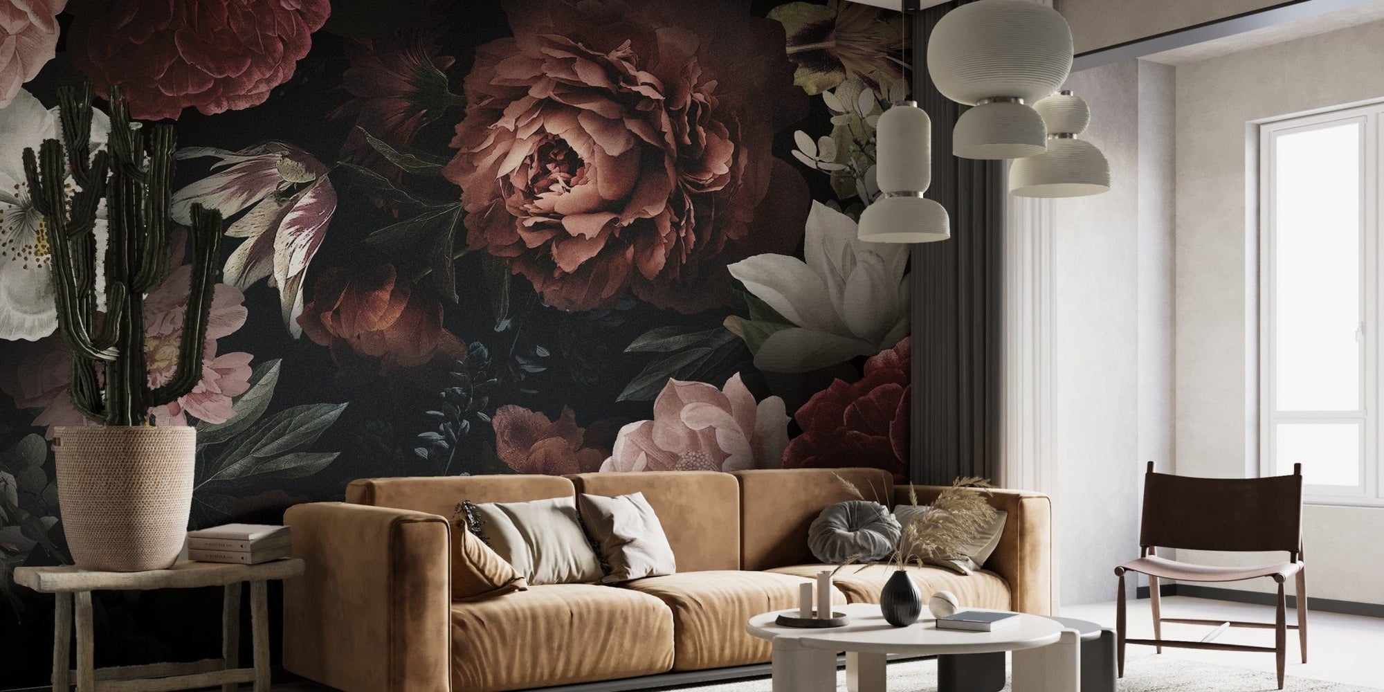 Luxurious floral wallpaper with rich hues, B457