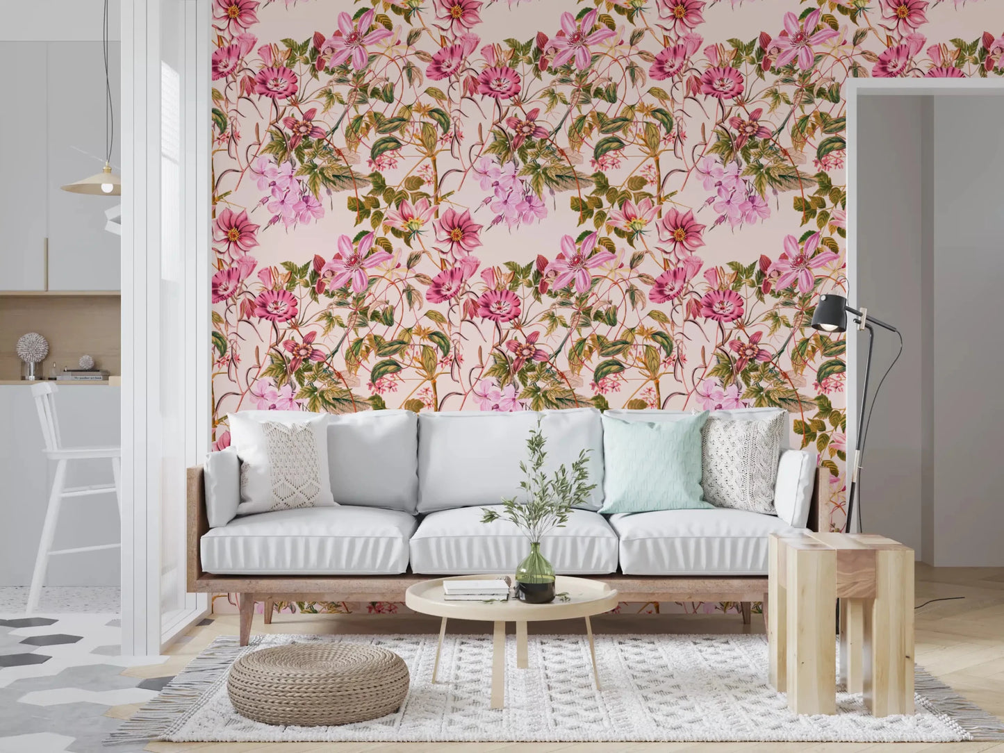 Pastel floral Floral Elegance wallpaper on a light soft-toned background