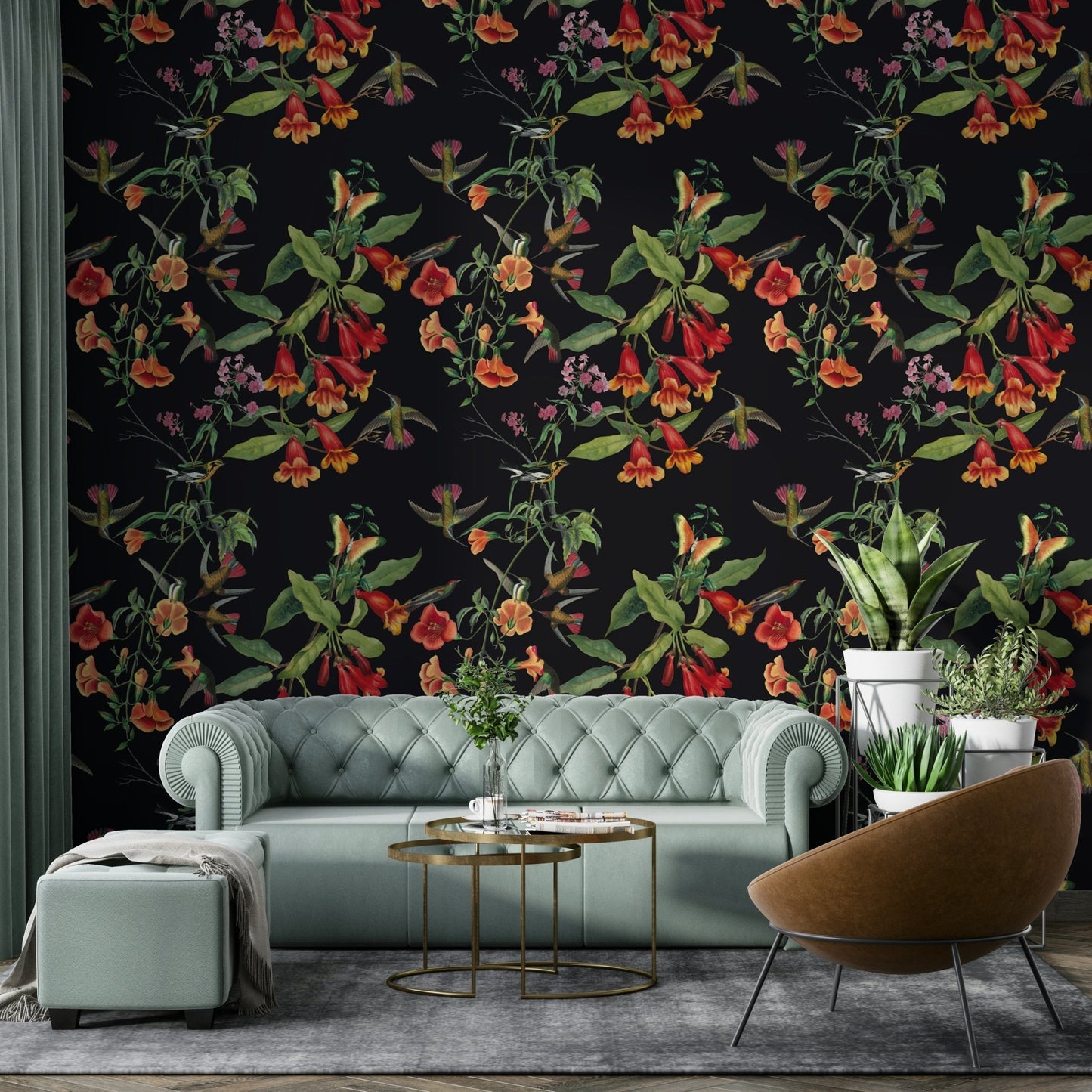 A serene dark elegance wall mural for dramatic decor., GD5123