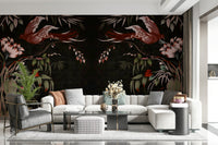Asian aesthetic of the Floral Flight Joseon Inspired Wall Mural in a living space.