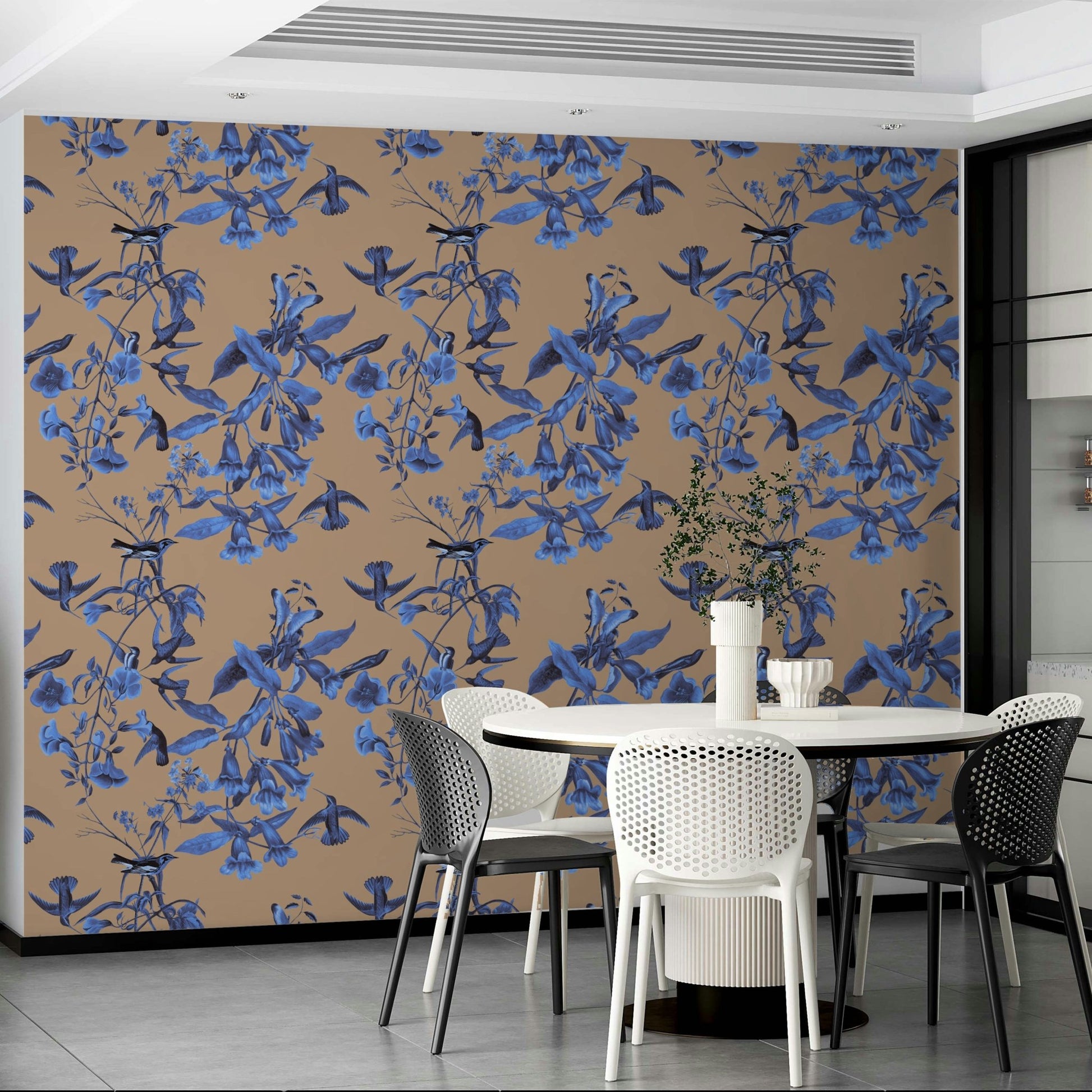 A serene botanical bird wall mural for your decor., GD5115