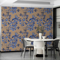 A serene botanical bird wall mural for your decor., GD5115