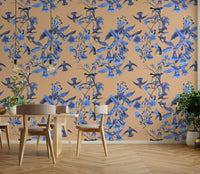 A contemplative flower pattern wallpaper mural for a feature wall., GD5115