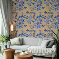 A calming floral design wallpaper mural that defines a space., GD5115