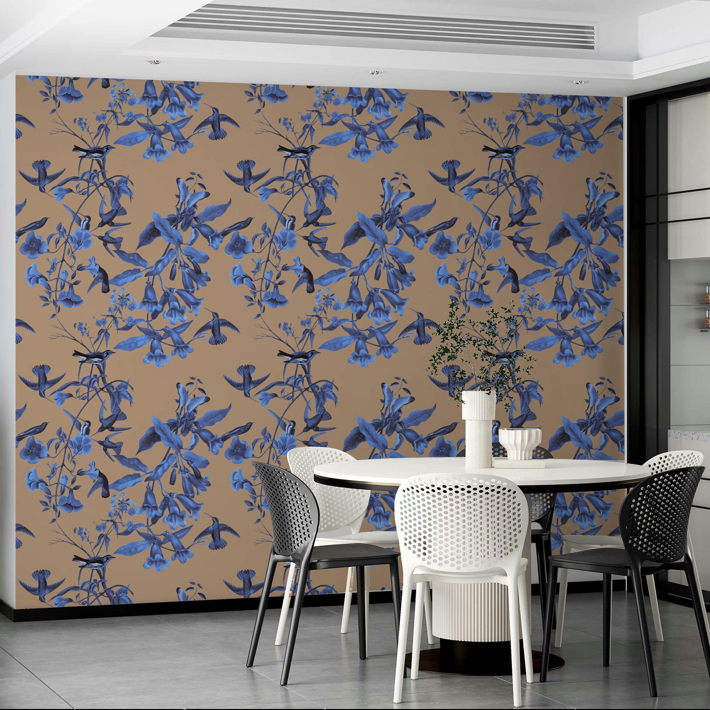 A serene botanical bird wall mural for your decor.


