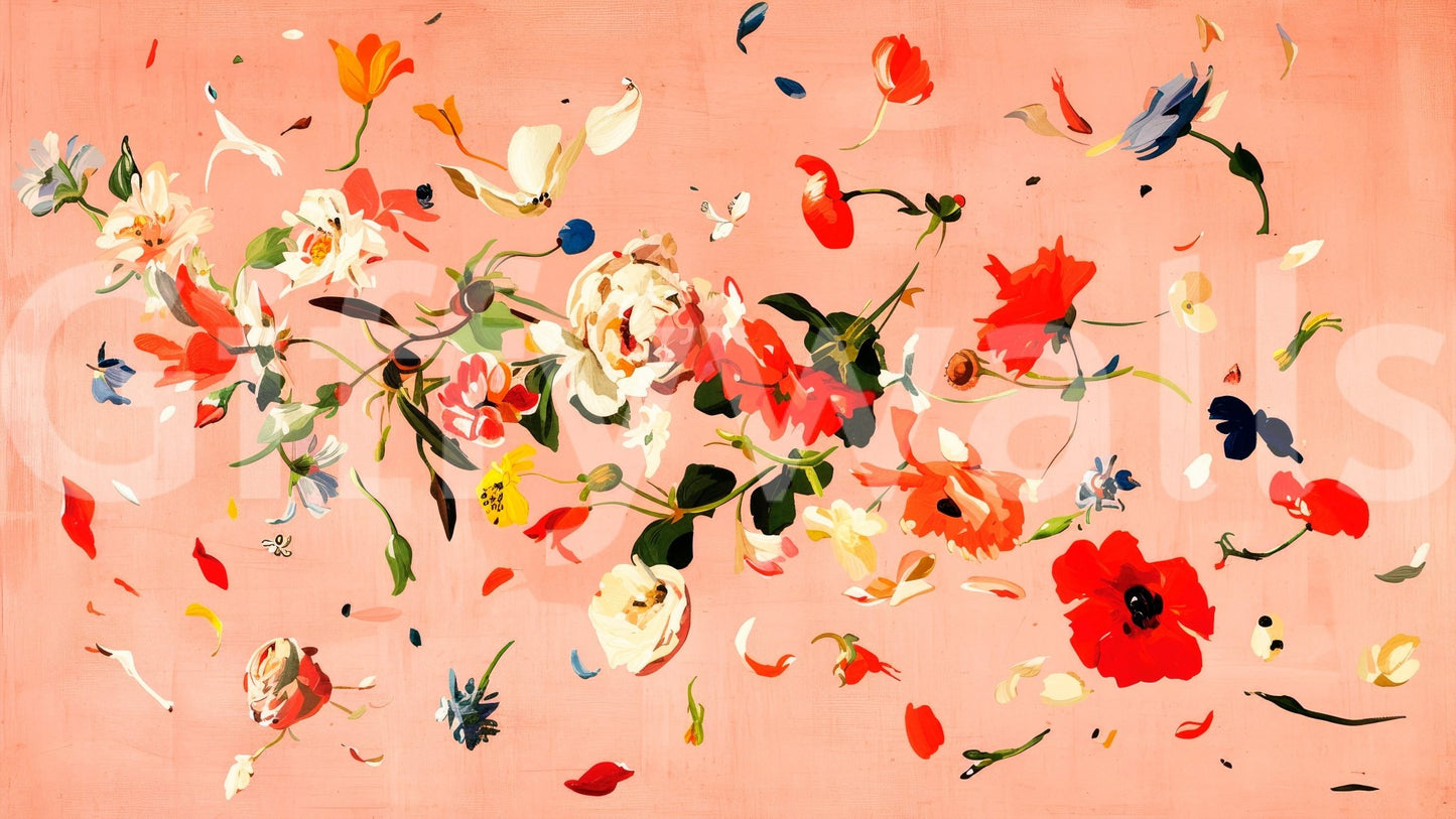 A high-quality serene flower wall mural for walls.