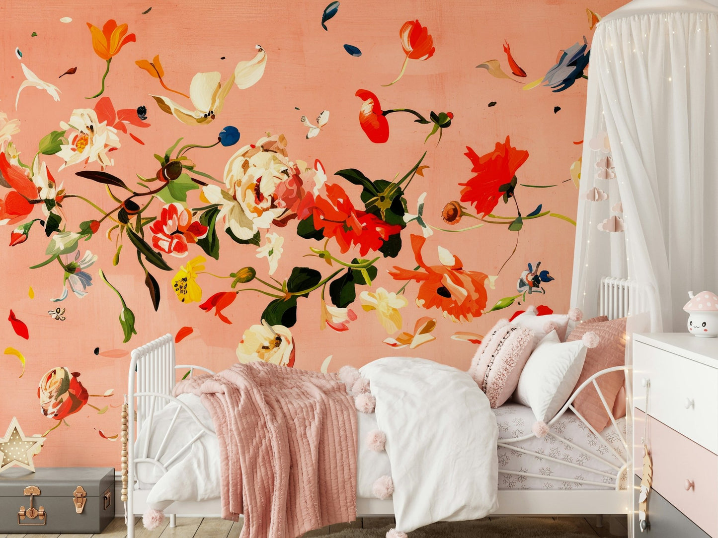 An artistic nature inspired mural for home decor.