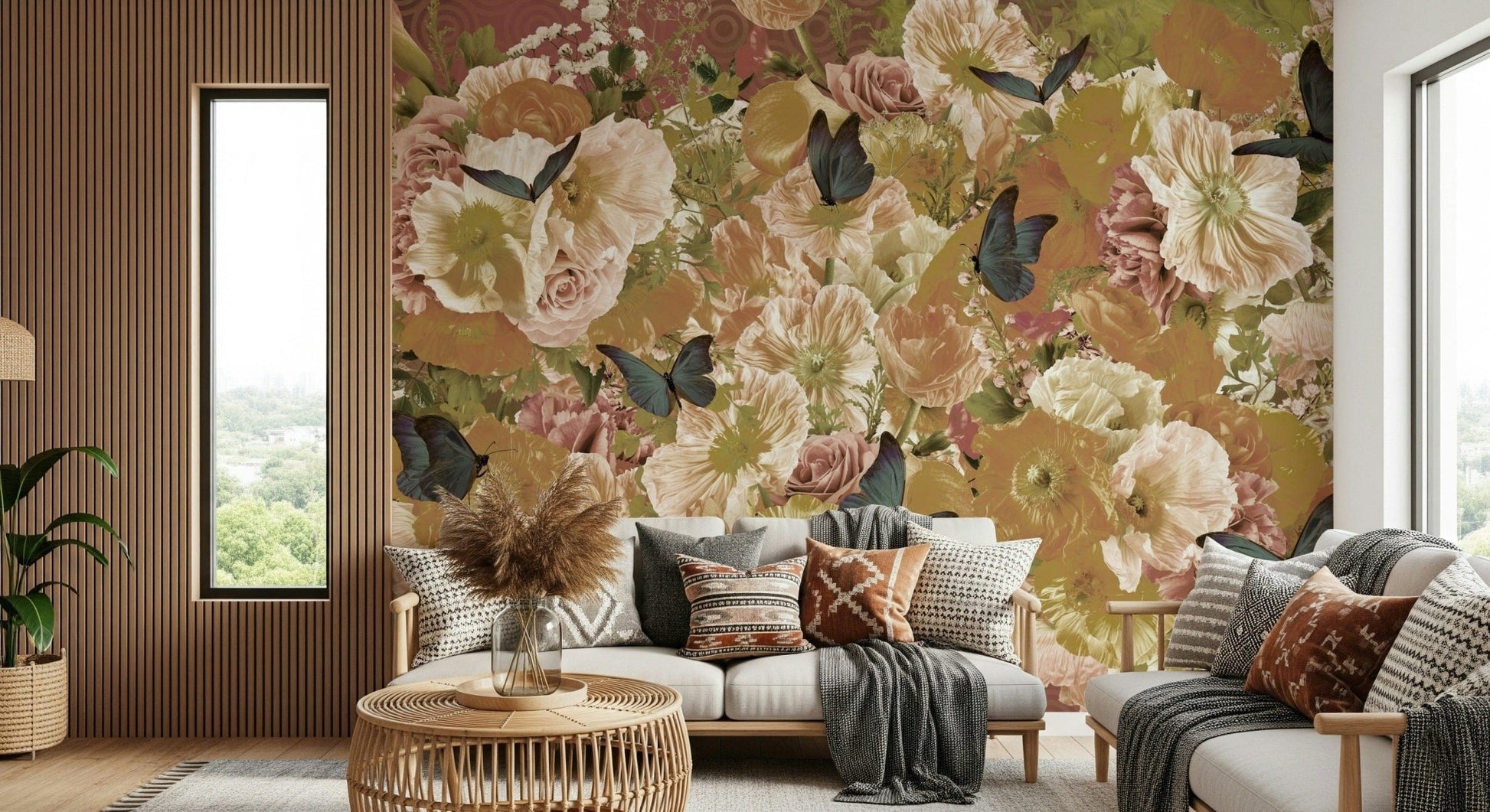 An artistic nature inspired mural for home decor.