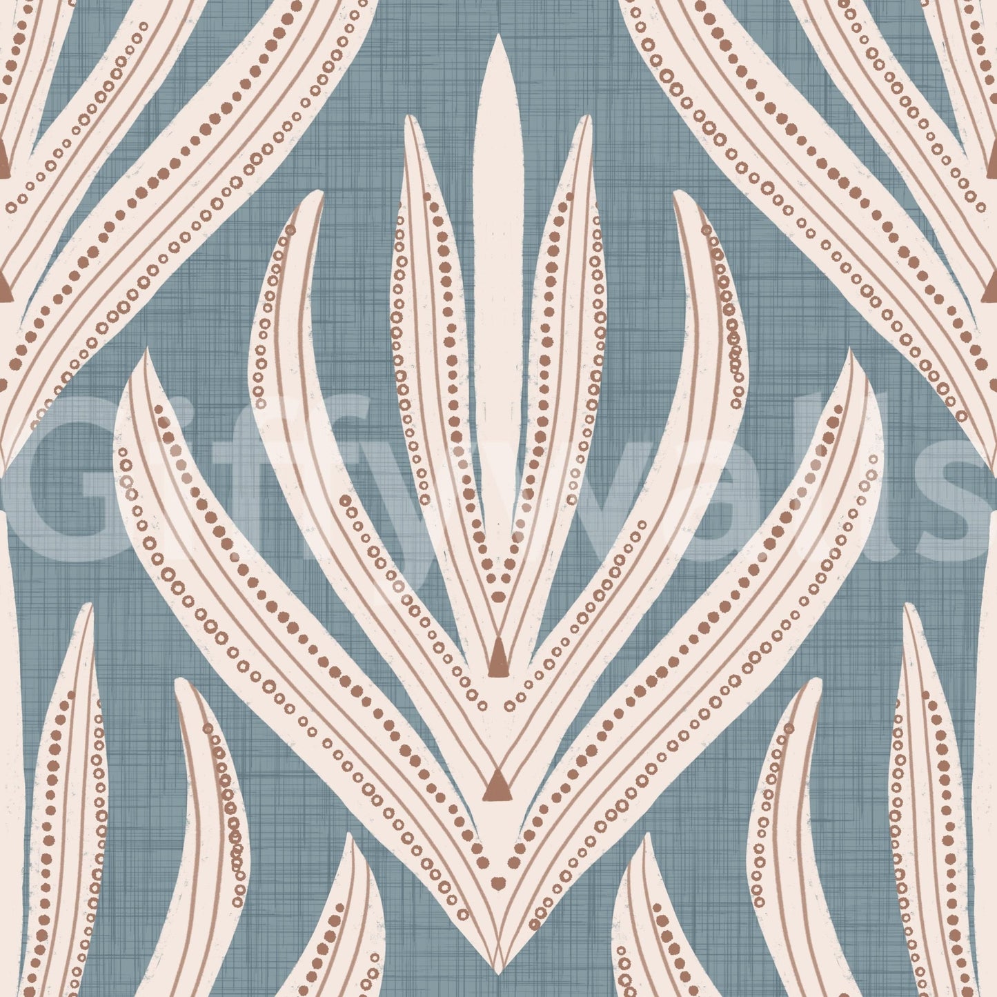 Abstract segmented foliage of Floral Geometry in Muted Blue wall mural.