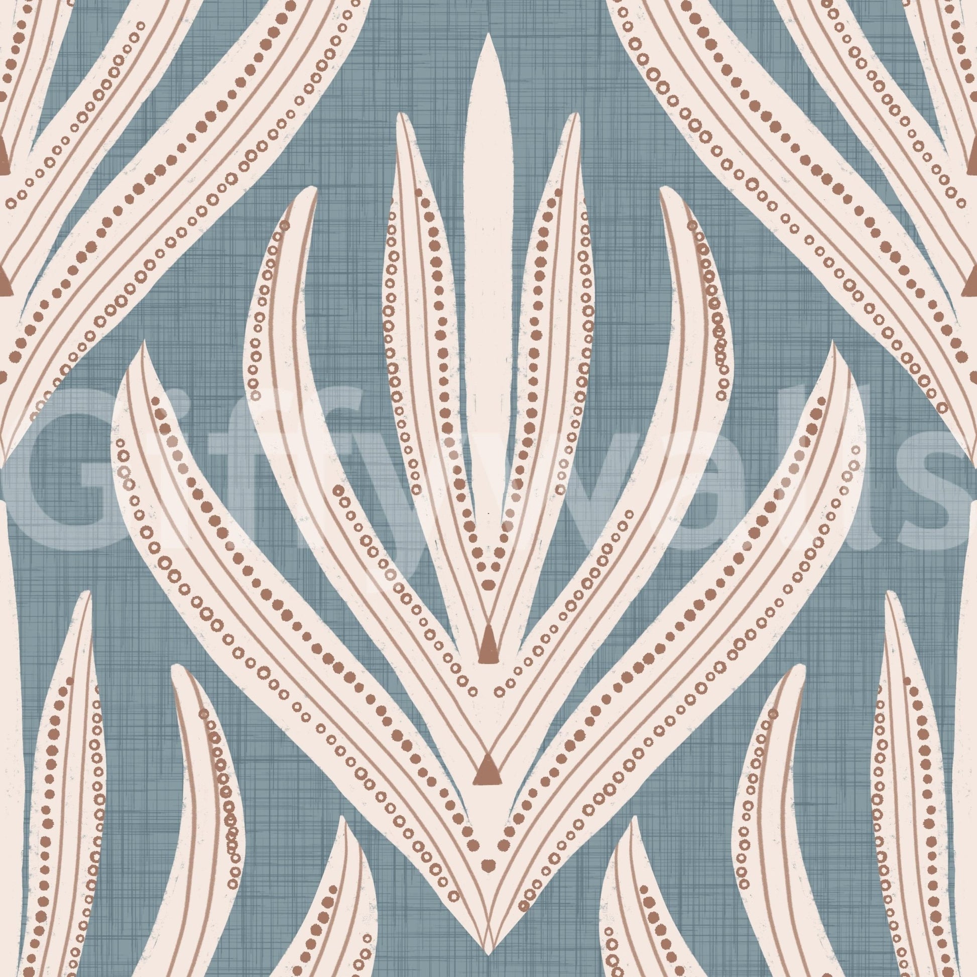 Abstract segmented foliage of Floral Geometry in Muted Blue wall mural.