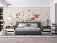 Unique hand-painted floral wall mural tones, A420