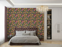 A contemplative flower pattern wallpaper mural for a feature wall.

