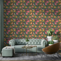 A beautiful serene floral wallpaper mural with elegant birds.

