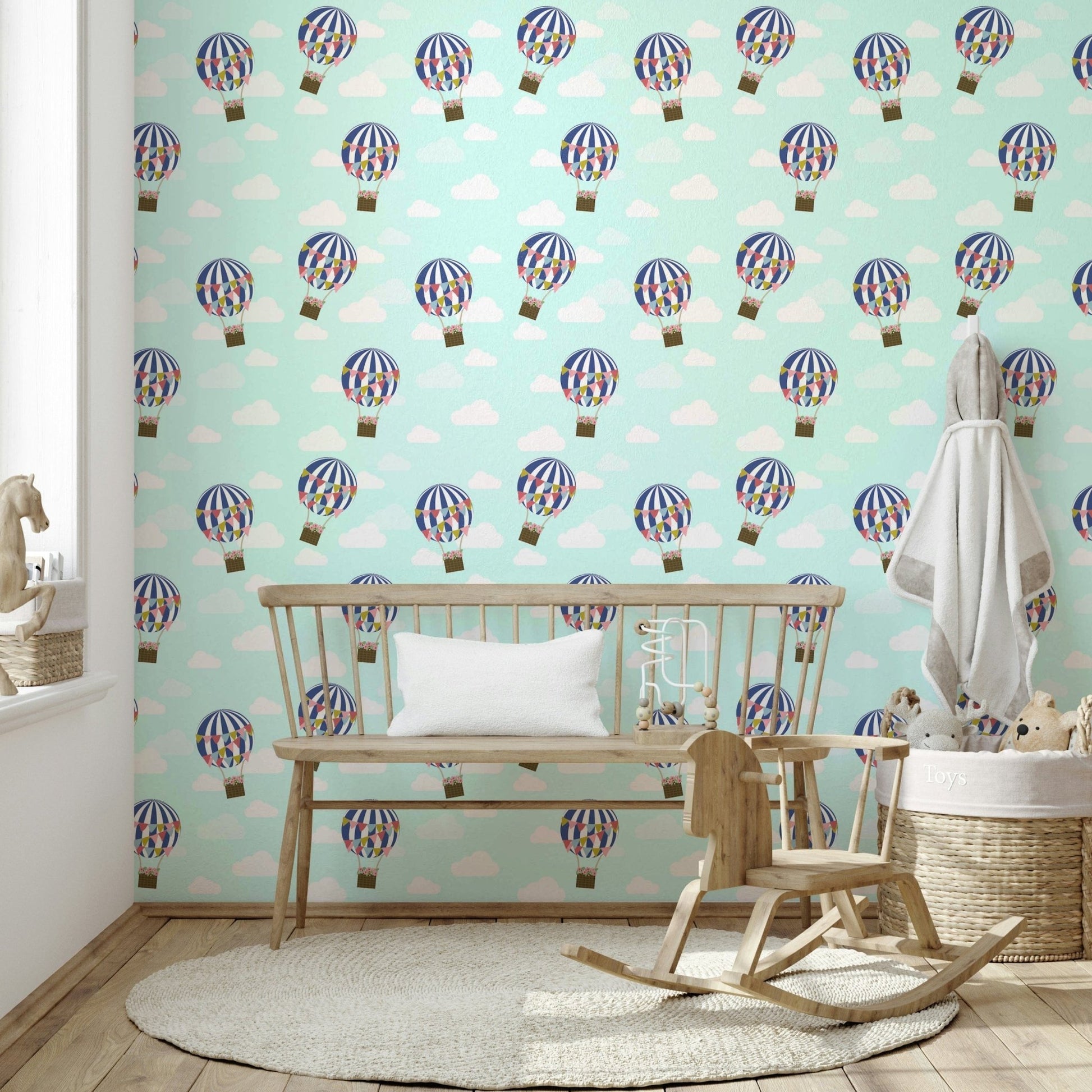 Floral hot air balloon wall design

