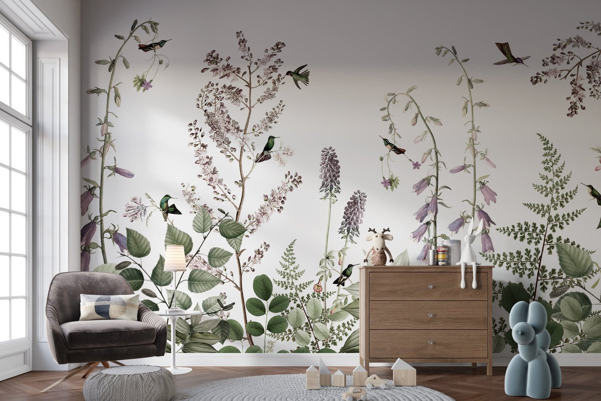 hummingbird hedge wallpaper SRED13