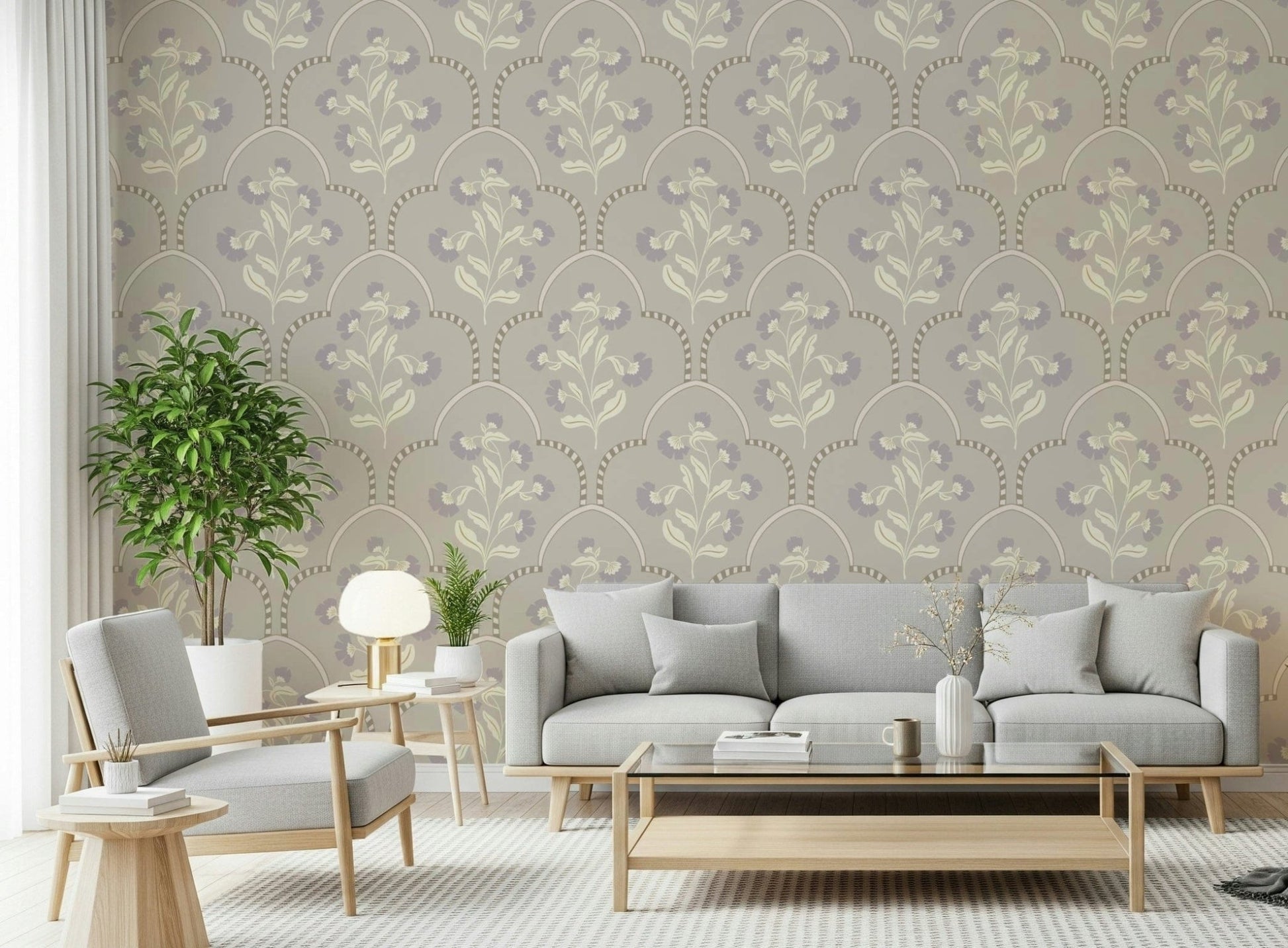 Floral Lattice Wallpaper⁠