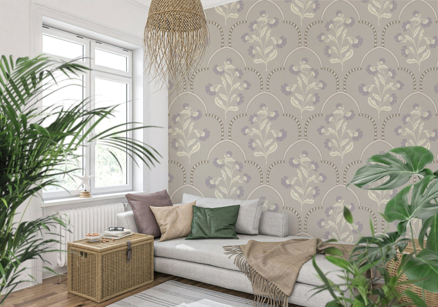 Floral Lattice Wallpaper⁠