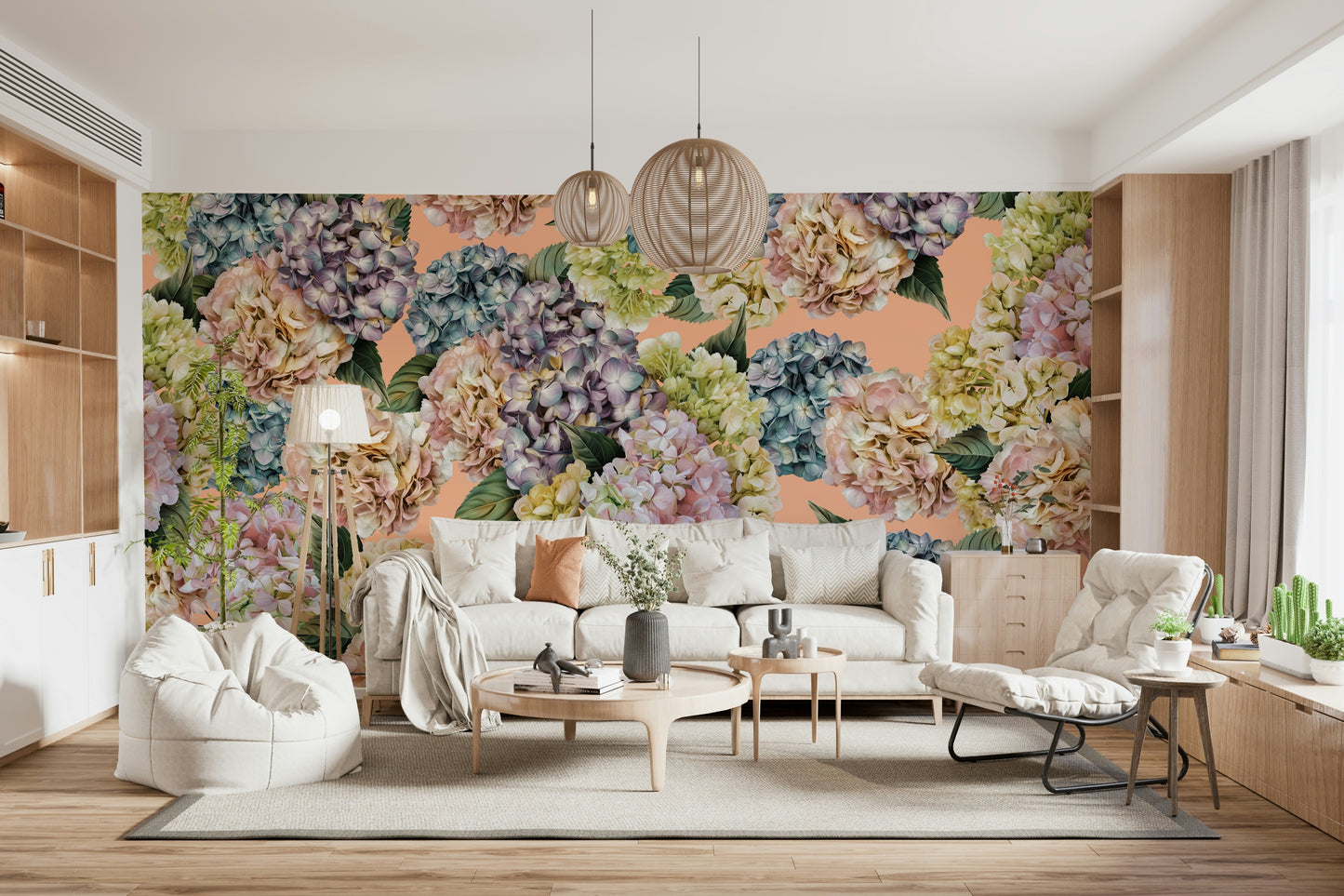 A classic soft floral wallpaper for walls.