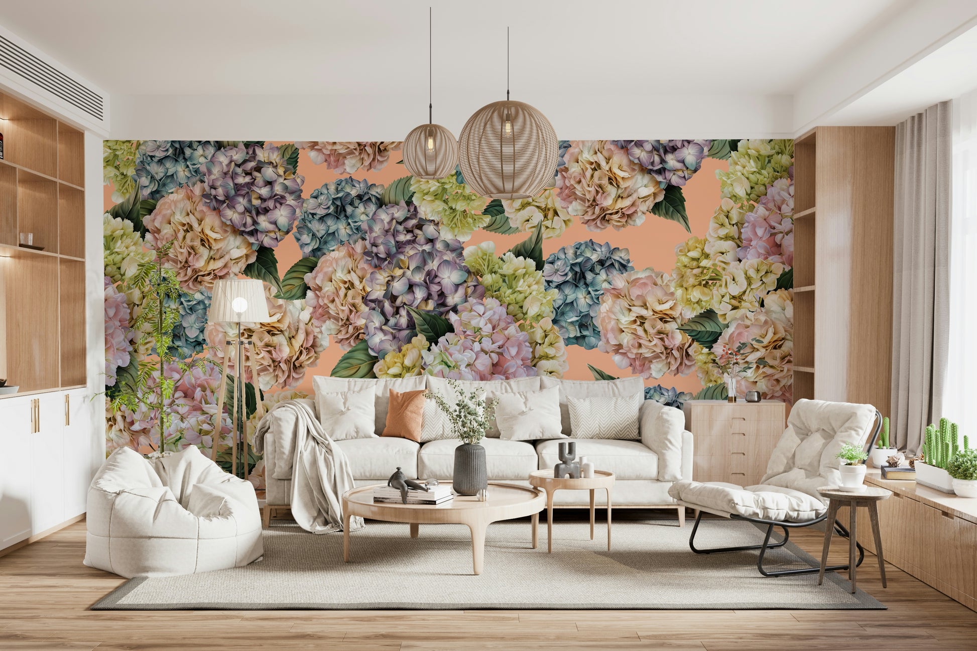 A classic soft floral wallpaper for walls.