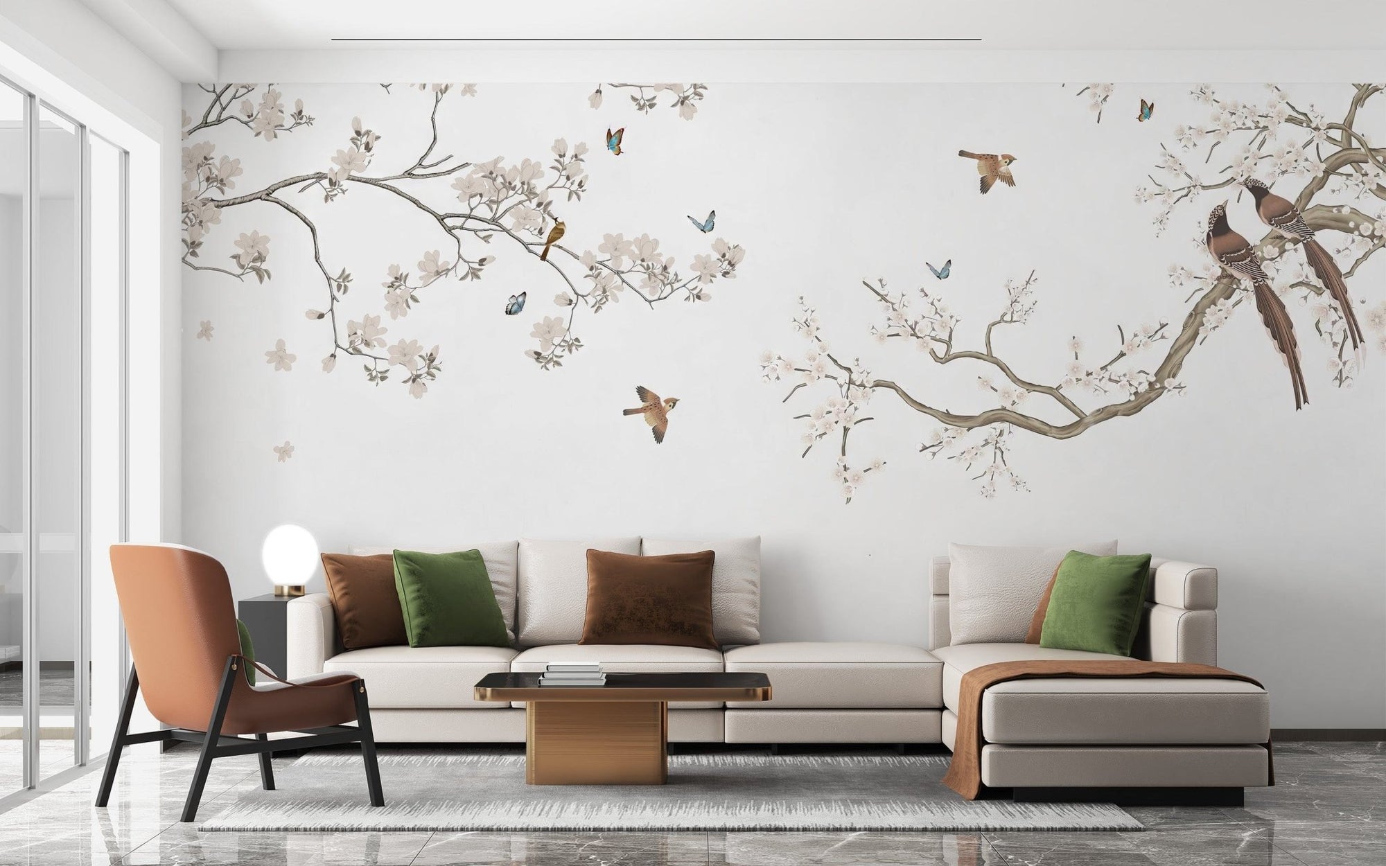 Floral Perch Wallpaper Mural, C284