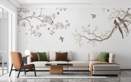 Floral Perch Wallpaper Mural, C284