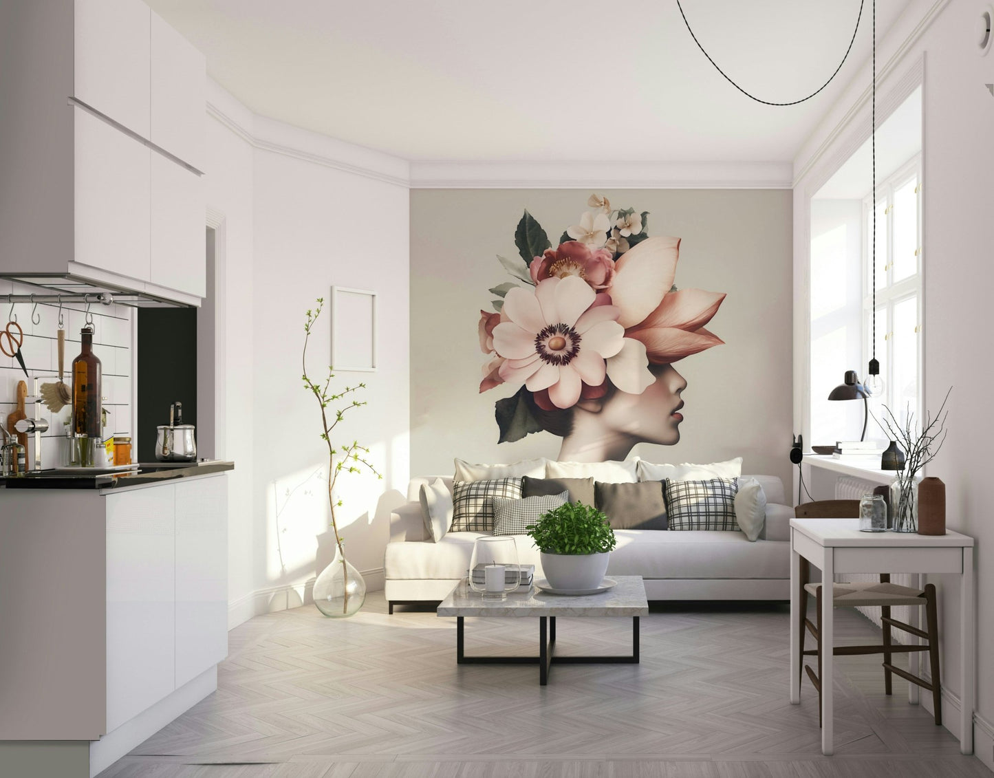 Detailed view of the soft, painterly pattern

