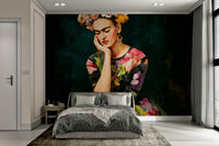 Living space styled with Floral Portrait wall mural

