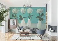 Elegant Floral Quartet display wallpaper for walls botanical motif.
