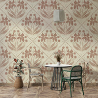 Earthy floral wallpaper for interiors
