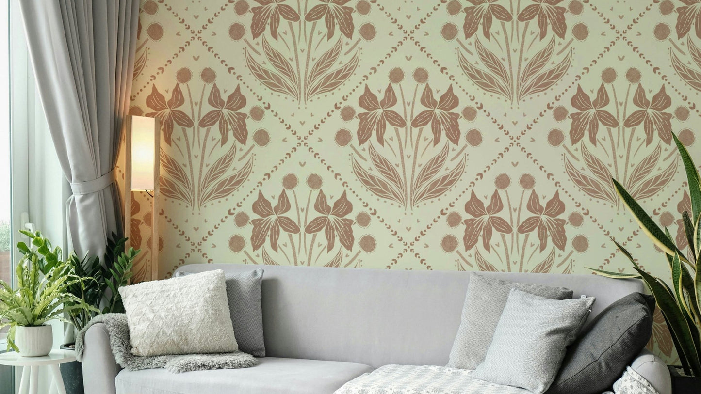 Organic-inspired floral wall design
