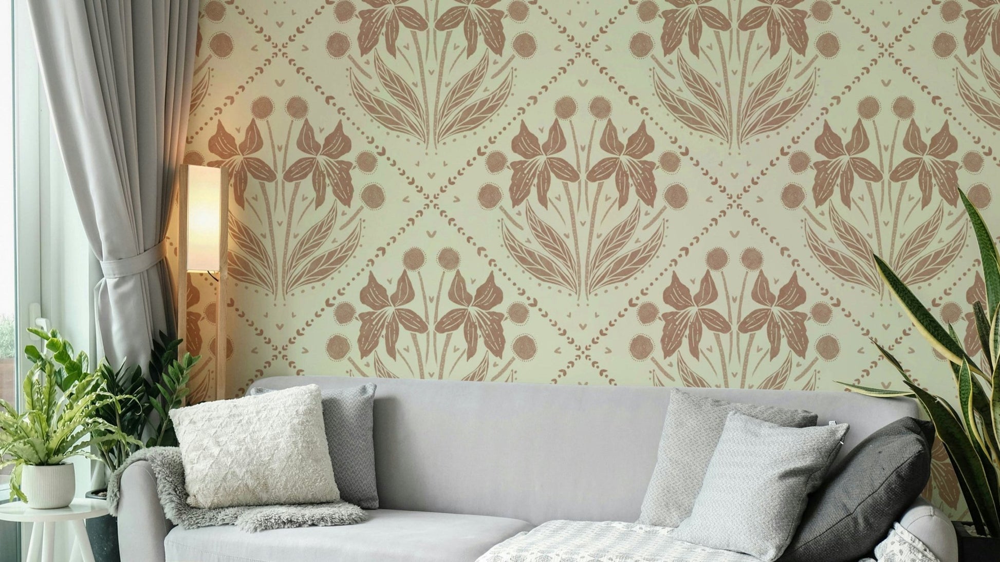 Organic-inspired floral wall design
