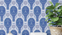 Vibrant floral rockets wallpaper in blue for a lively statement. RNM36
