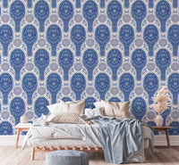 Artistic blue floral rockets mural for modern, dynamic spaces RNM36

