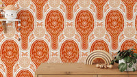 Bold floral rockets red wallpaper for a vibrant wall statement. RNM38
