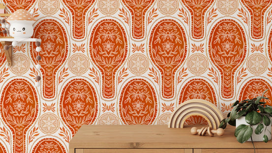 Bold floral rockets red wallpaper for a vibrant wall statement. RNM38

