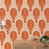Sophisticated floral rockets mural in red for modern decor. RNM38
