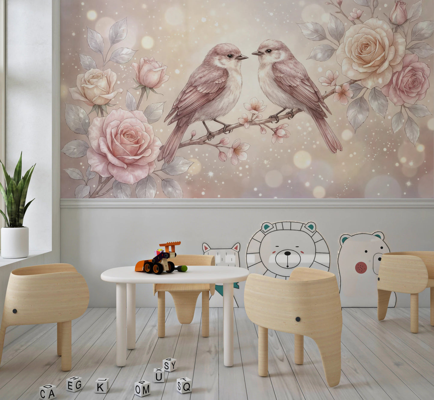 Floral Serenade birds wallpaper for feature wall decor