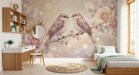Nature-inspired birds wallpaper for feature wall