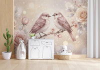 Pastel birds wallpaper ideal for home interior walls