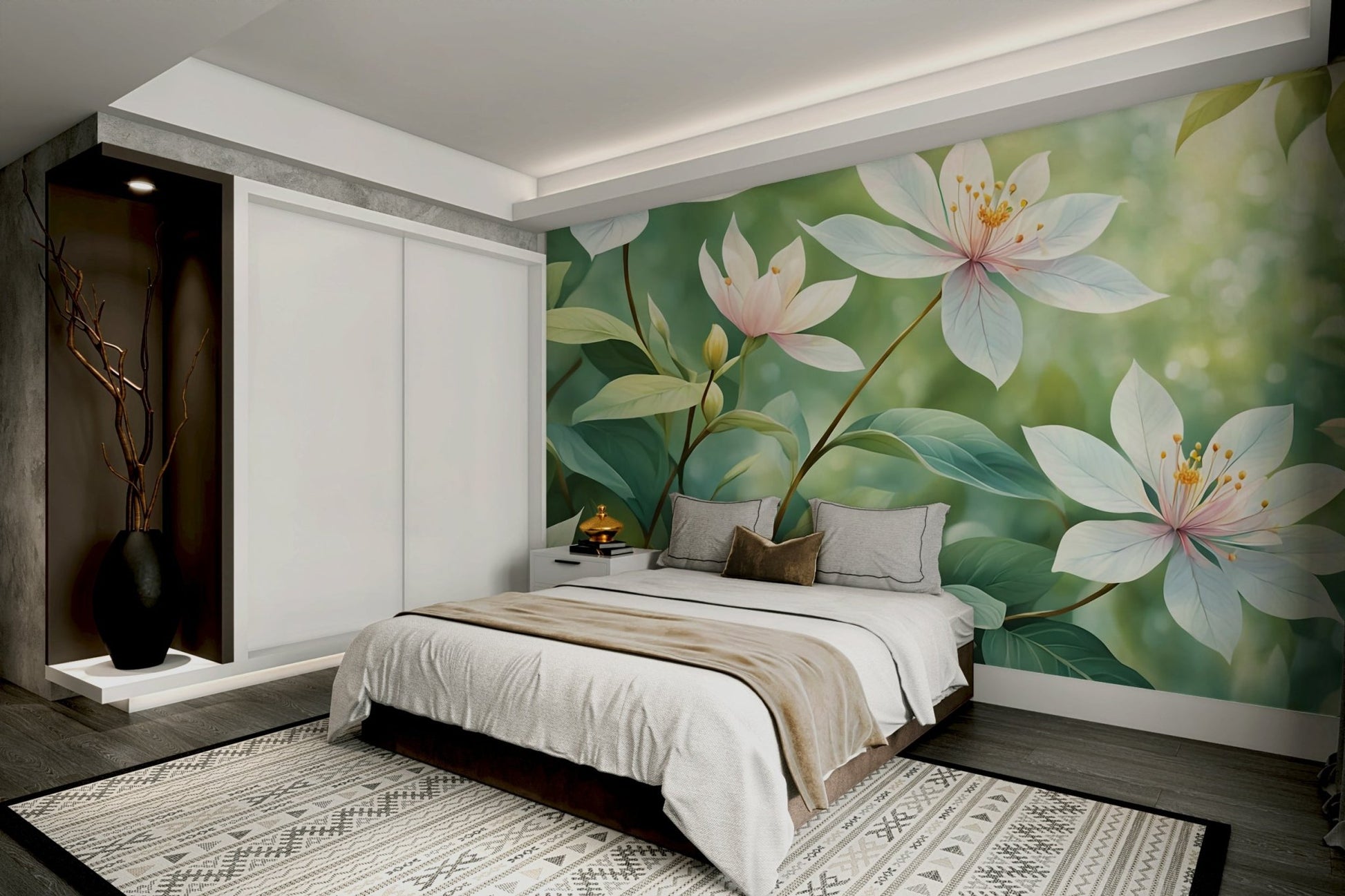 A tranquil subtle flower wall mural for your decor.

