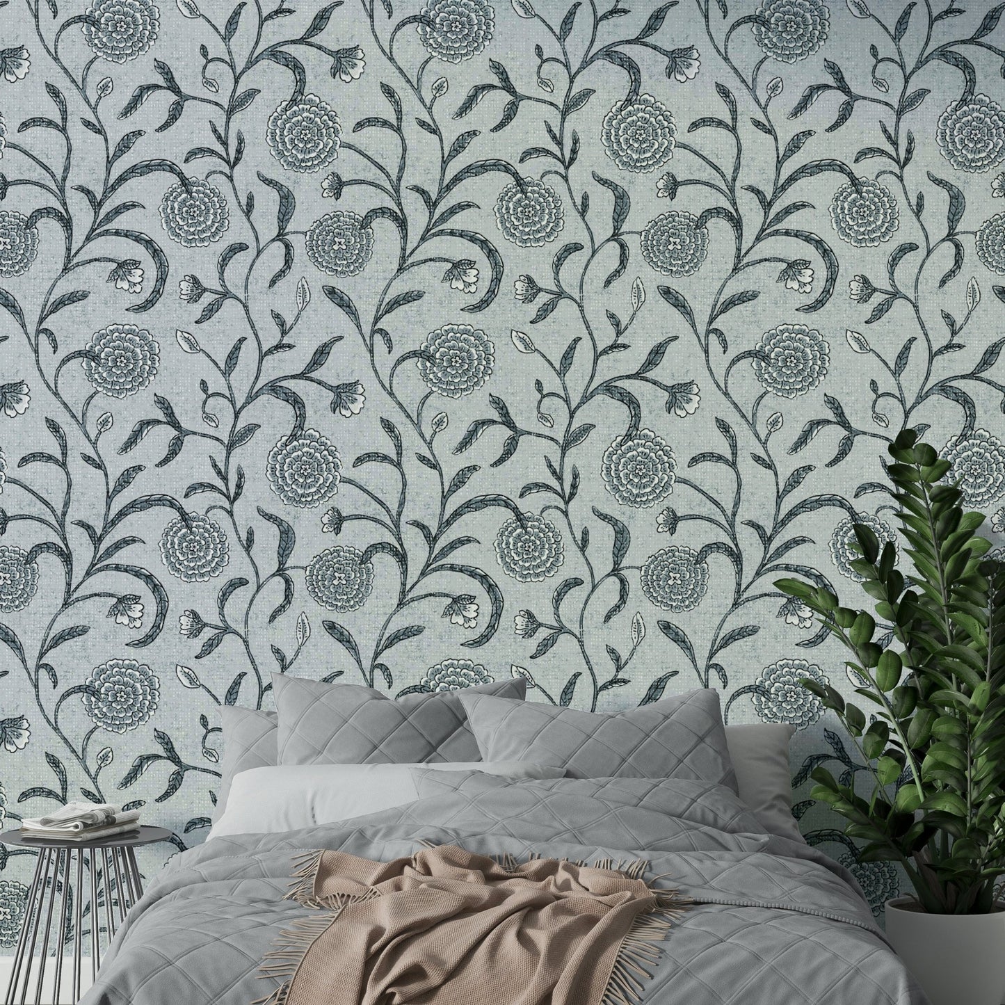 Muted floral print wallpaper
