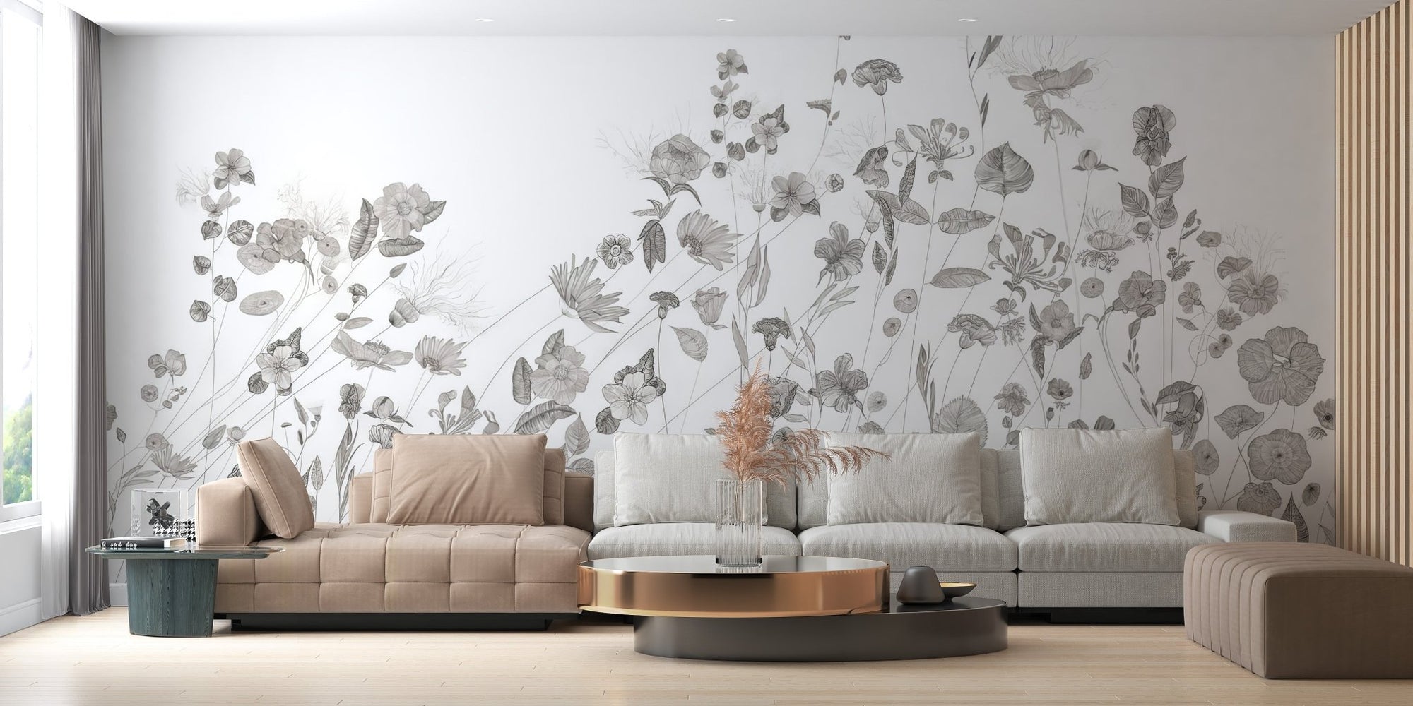 Floral Sketch Wallpaper Mural, C130