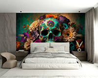 Bold and beautiful floral skull design for interiors


