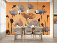 Muted tones floral wall mural for a contemporary guest room