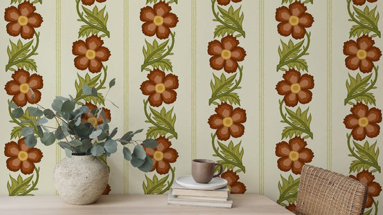Floral Stripe Red Wallpaper - Giffywalls
 RNM40