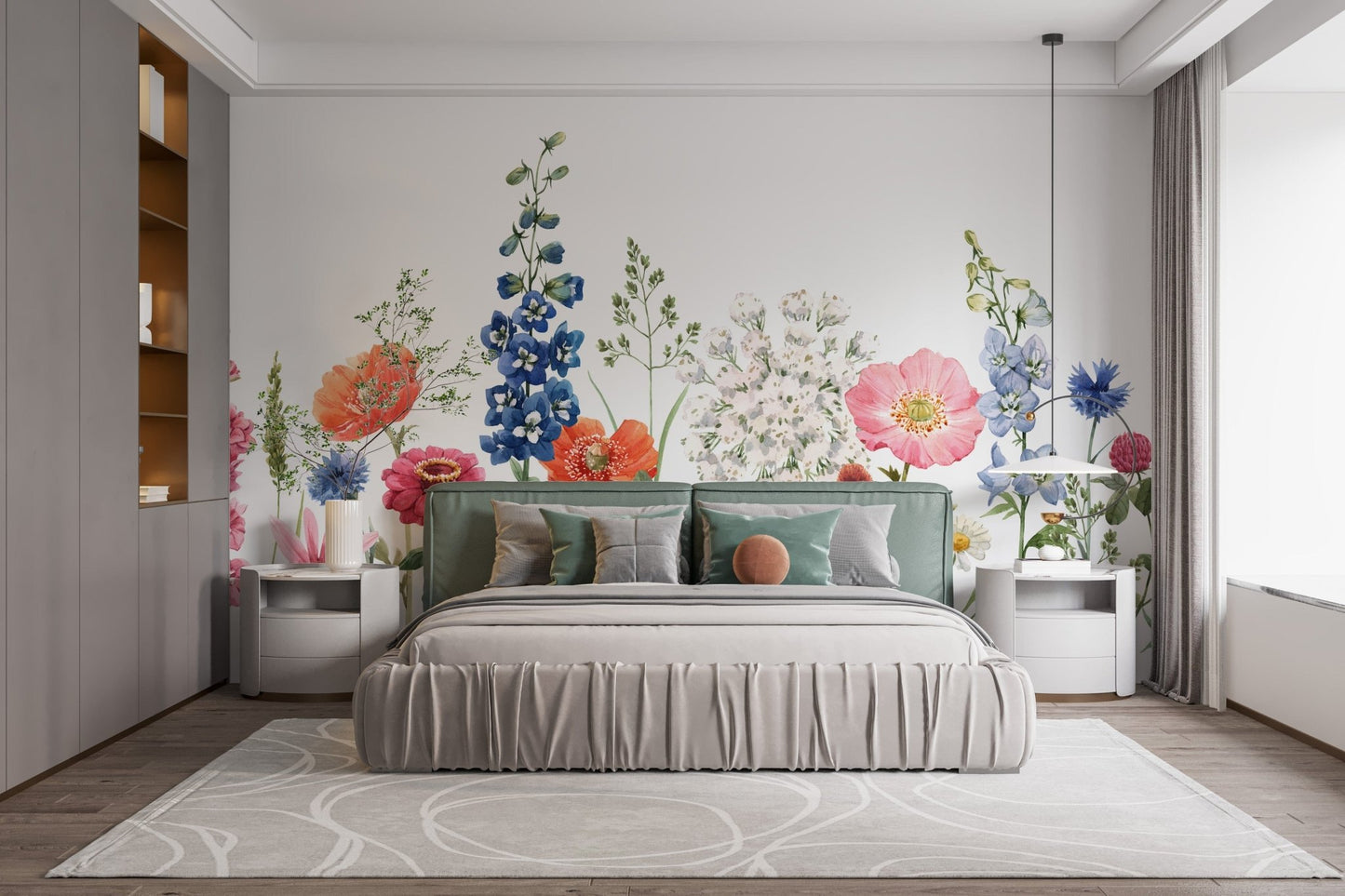 Watercolor Wild Flowers Wallpaper Mural - Giffywalls