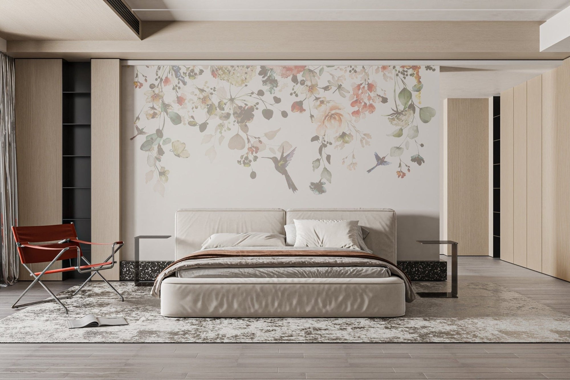 Hummingbird and Floral Wall Mural B585
